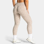 Teveo Eng anliegende, nahtlose Yoga-Leggings mit Leopardenmuster, hautfarbener hoher Elastizität, geeignet als Fitness-Laufhose