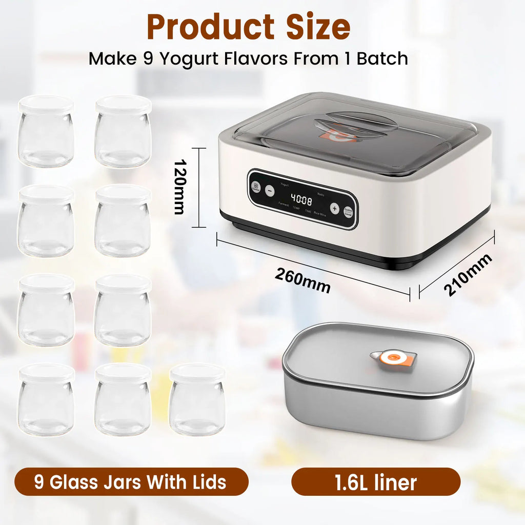 Umweltfreundlicher Probiotischer Joghurtbereiter mit Timer Intelligente Konstanttemperatur-Fermentiermaschine für Joghurt, Natto, Reiswein