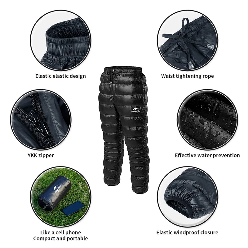 Naturehike Gänsedaunen- & Entendaunenhosen für Damen und Herren, Winterwanderhosen, Outdoor-Skihosen, Camping-Trekkinghosen, verdickte, wasserdichte Hose