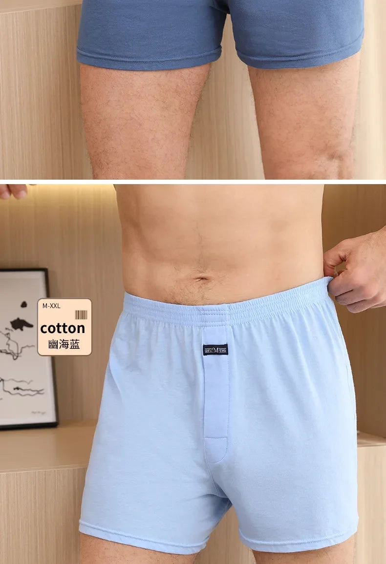 Herren Aro Unterhosen Unterwäsche 100% reine Baumwolle Schlafhose lose atmungsaktive Herren High Waisted Four Corner Boxershorts