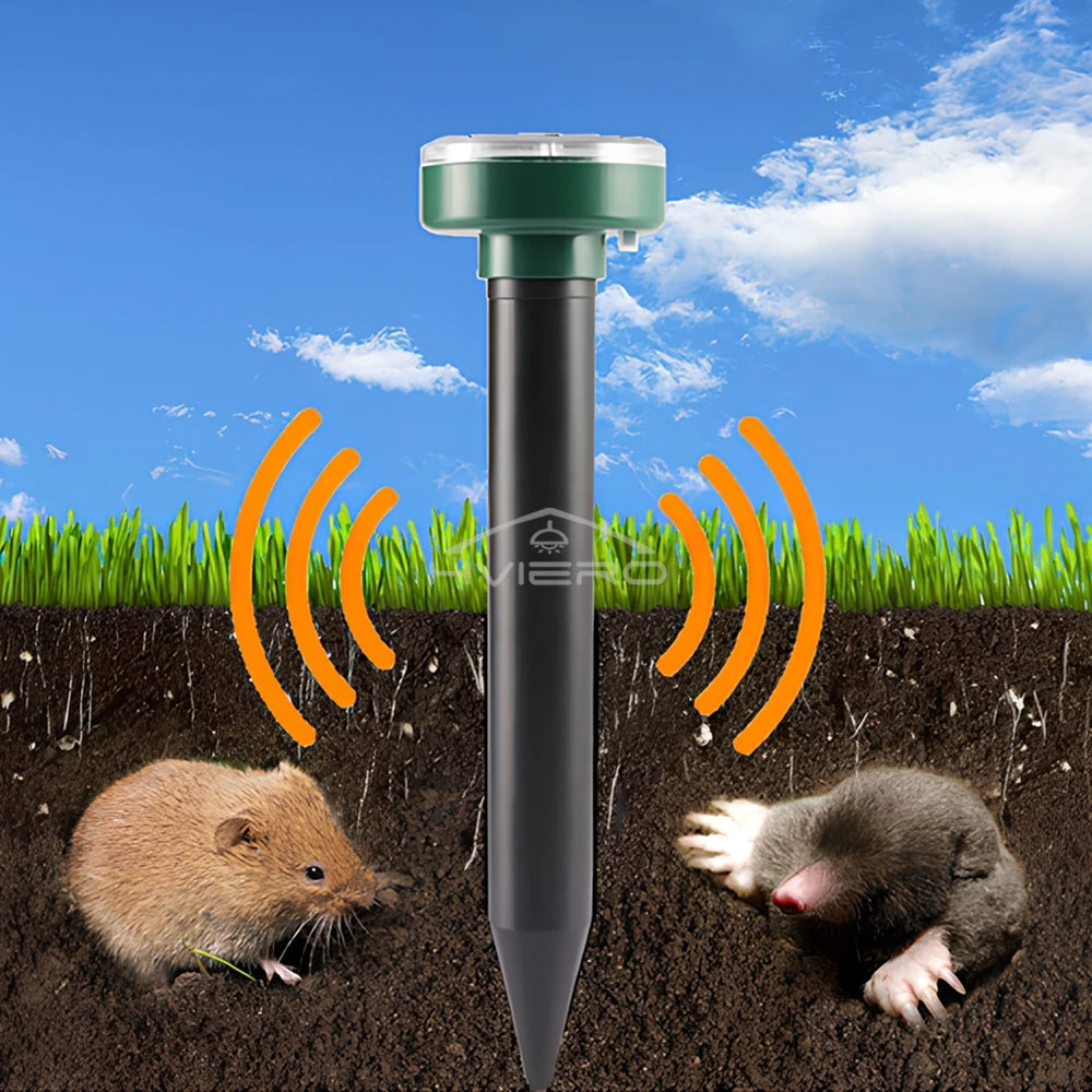 4/8X Solar-Vertreiber Solarbetrieben Ultraschall Sonic Maus Maulwurf Schädlings Nagetier Abwehr Vibrationswelle Garten Rasen Bauernhof Feld Außenbereich