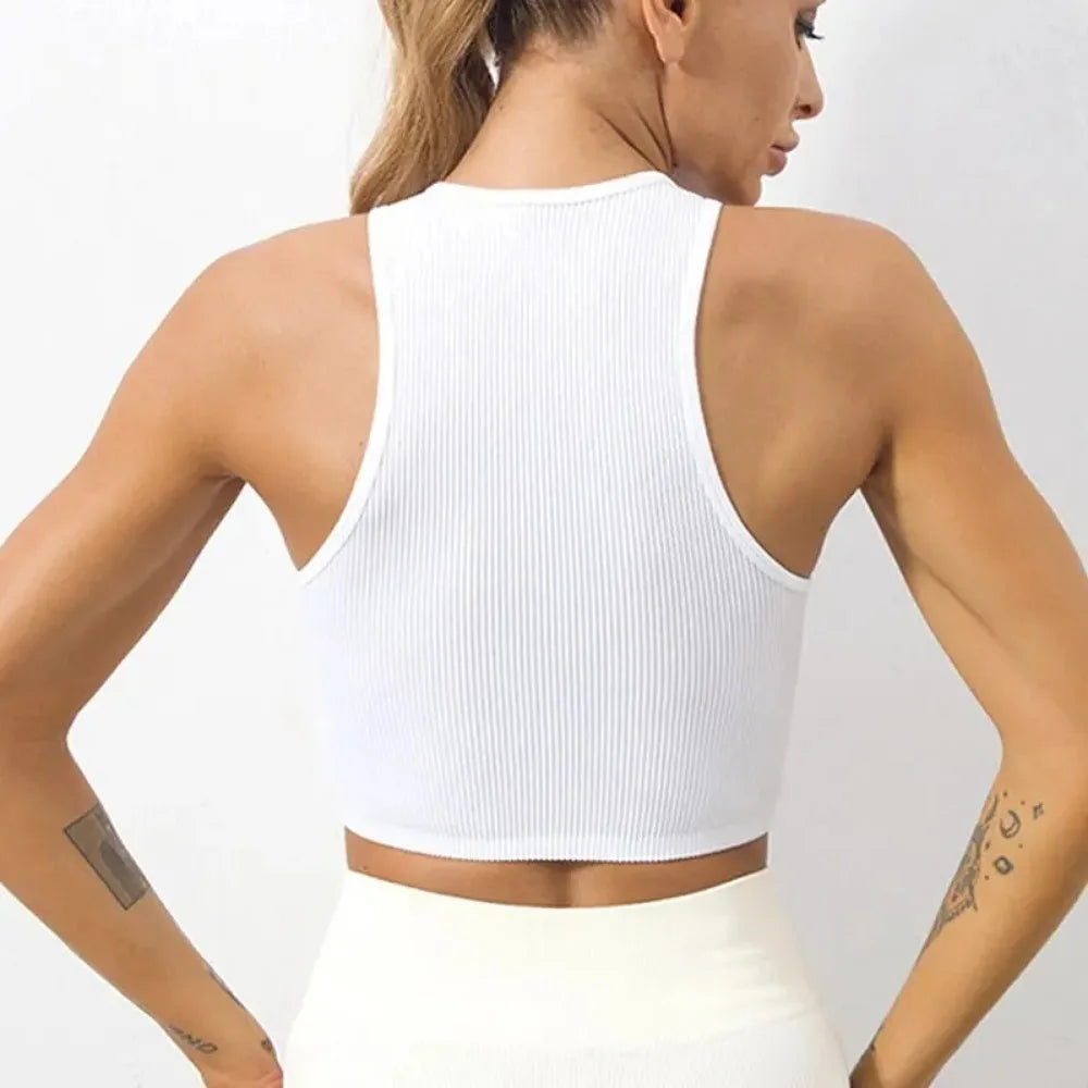 Yoga-Top – Damen-Sportbekleidung – Schwarz-weiß gestreiftes Design – Kurzärmliges Oberteil – Nahtlose Verarbeitung – Streetwear