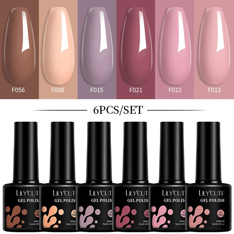 LILYCUTE 7ML 6PCS Neon Gel Nagellack Set fluoreszierend Farbwechsel Semi Permanent Soak Off Maniküre-Kit Nail Art Gel