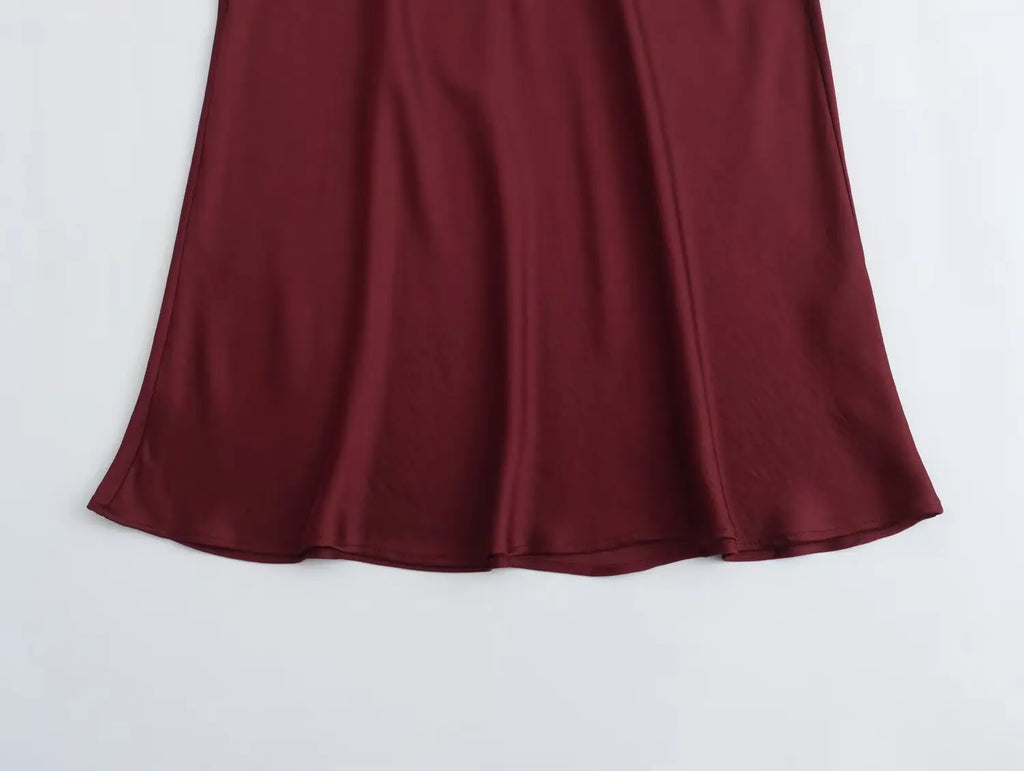 ETJ 2025 Damen Frühling neue elegante Mode All-in-One Stretch High-Waist A-Linie Seidensatin Rock in mehreren Farboptionen