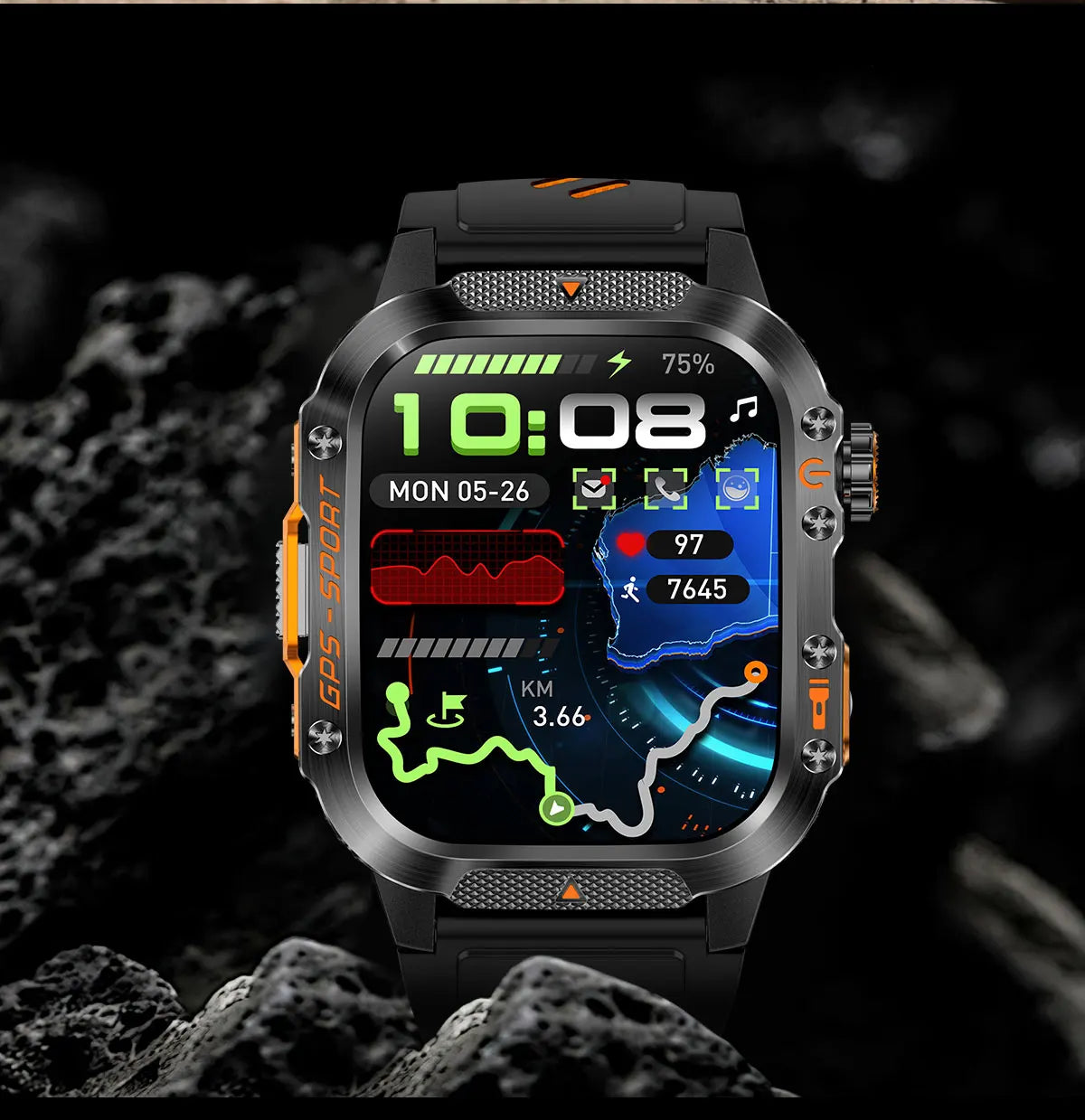 2025Neue GPS Smartwatch für Xiaomi IOS Militärkompass Taschenlampe Smartwatch Herren 10ATM Wasserdicht 100+Sportmodi BT Anruf Uhr