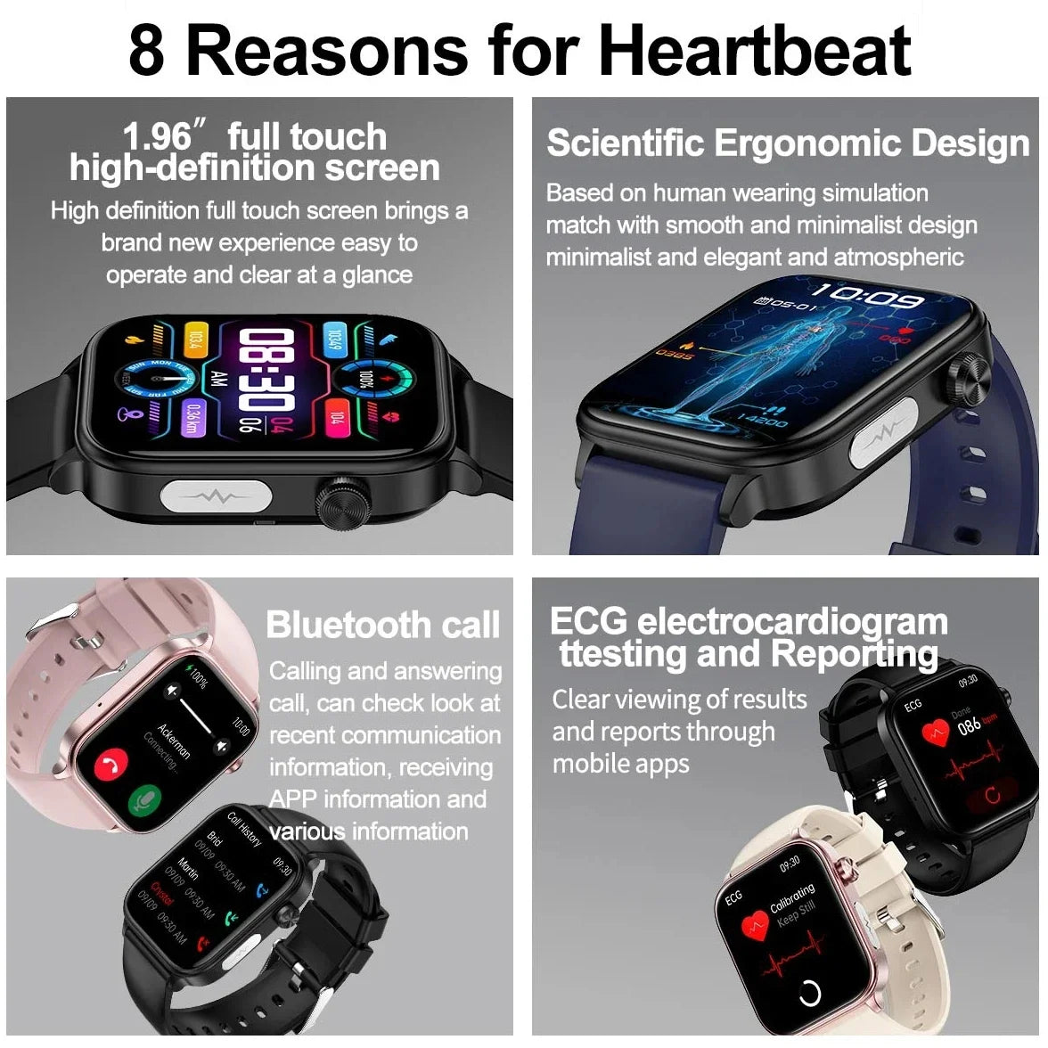 2025 Neue KI-Diagnose Blutfette Harnsäure Körperzusammensetzung Test Smartwatch für Herren EKG+PPG Bluetooth Anruf Gesundheits-Smartwatch Zweitbild
