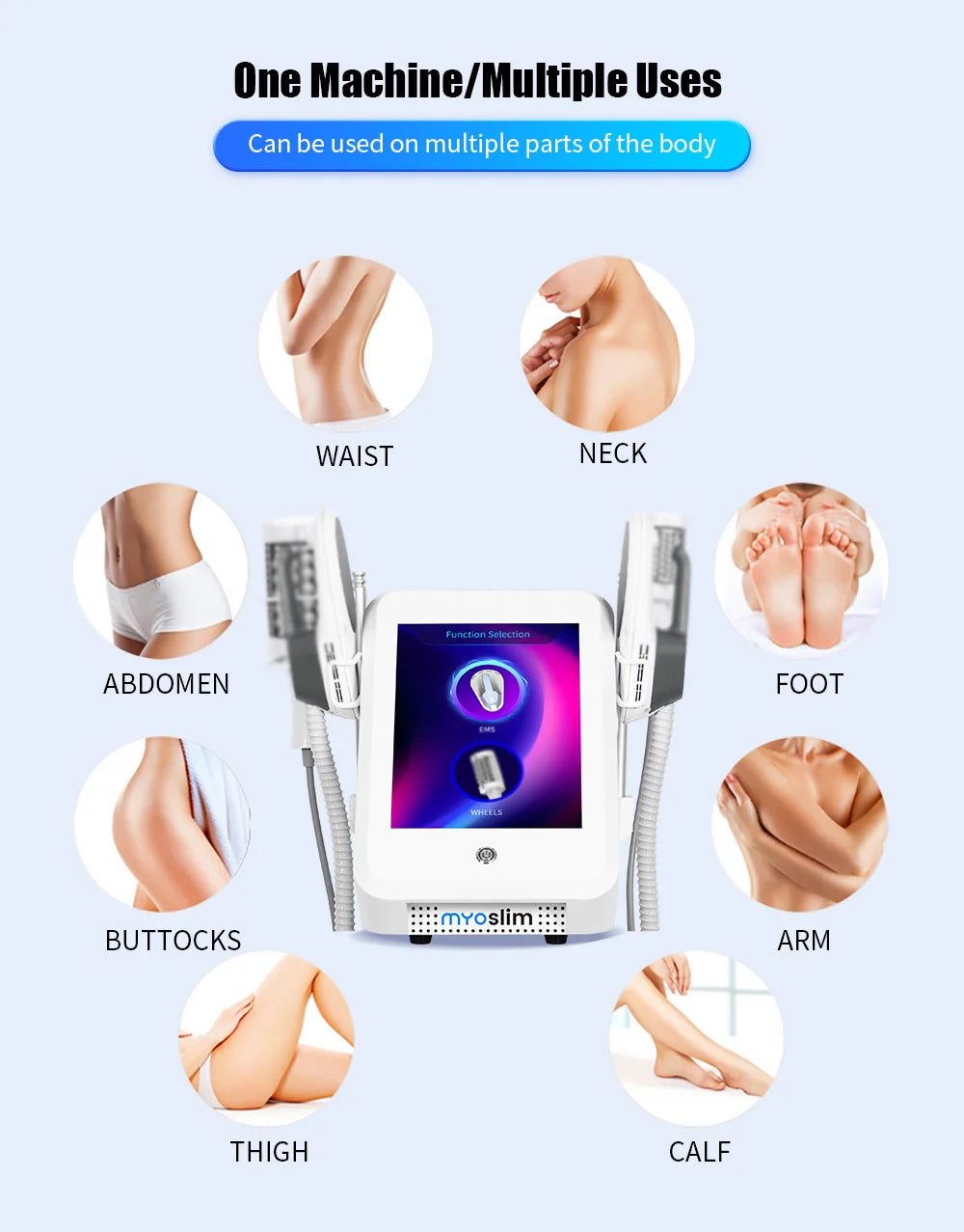 Neues Myoslim Desktop RF Körperformungsgerät Pro Rollenmassage Magnetische Schlankheits-EMS Fettreduzierung Gewichtsverlust Weißes Gerät