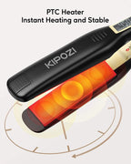 KIPOZI Professioneller Titan-Glätteisen mit digitalem LCD-Display, Dualspannung, sofortige Aufheizfunktion, Lockenstab