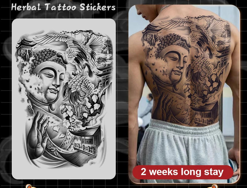 Magic Juice Tinte Wasserdichte Tattoo Aufkleber Große Größe Kräutersaft Temporäre Tattoos Männer Body Art Drache Tiger