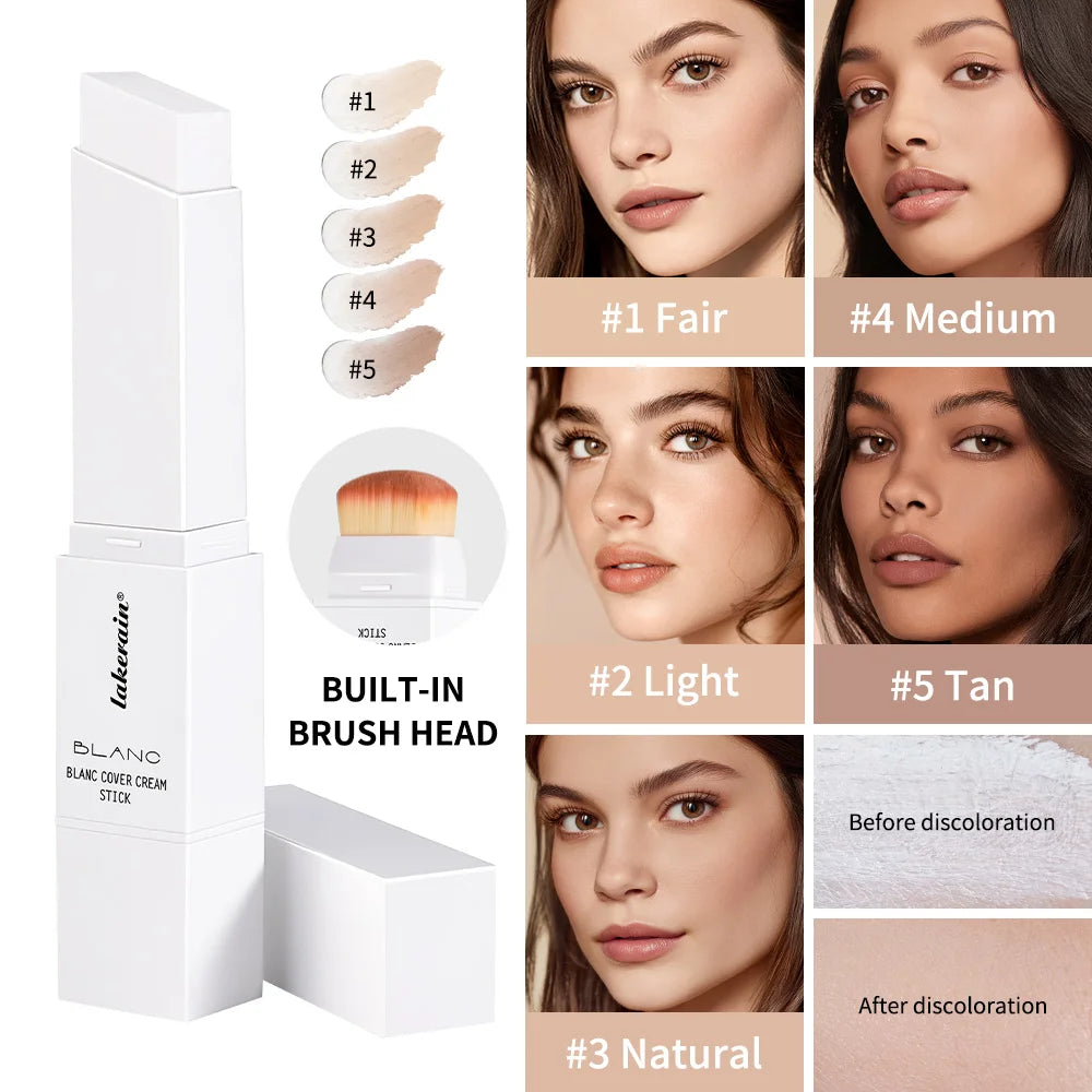 Foundation Stick Farbwechsel-Foundation mit abnehmbarem Pinsel Blanc Cover Cream Stick Farbwechselnde Basis Make-up mit hoher Deckkraft Hauptbild