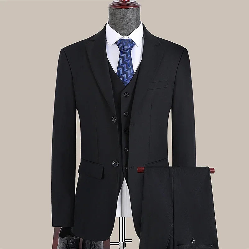 S-7XL Anzug Neu (Sakko + Weste + Hose) Koreanische Version der Slim-Fit-Arbeitskleidung Mode Business Herren Freizeit Hochzeits Gentleman-Anzug