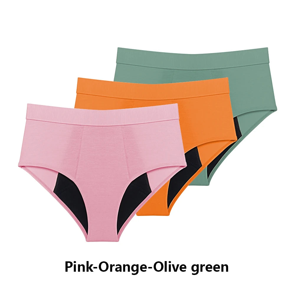 3 Stk./Set Menstruationshöschen Damen sehr starke Blutung Menstruationsunterwäsche High Waist Auslaufsicher Period Panties für Mädchen Set
