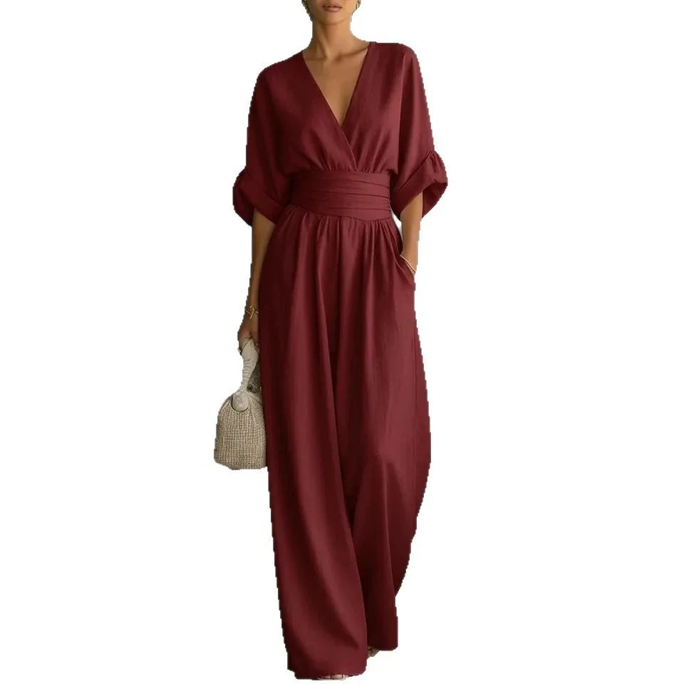 Einfarbige lässige weite Jumpsuits für Damen 2026 Sommer Elegante Overalls Damen Jumpsuits und Rompers Bodysuit Damenbekleidung