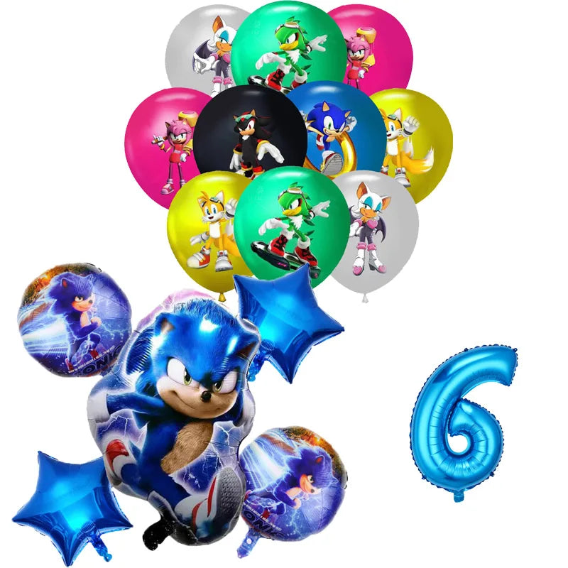 Sonic Geburtstagsparty Dekoration Spiel Igel Ballons Actionfigur Party Pappteller Handtuch Becher Tischdecke Spielzeug Kindergeschenke