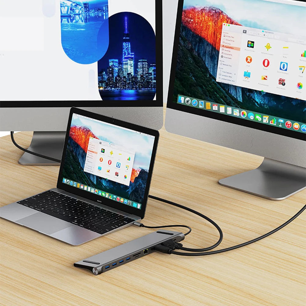 11-in-1 USB C Dockingstation mit 4K HDMI-kompatibel VGA Ethernet USB C Dock 100W PD SD/TF Audio Typ C Hub 1* USB 3.0 3*USB2.0
