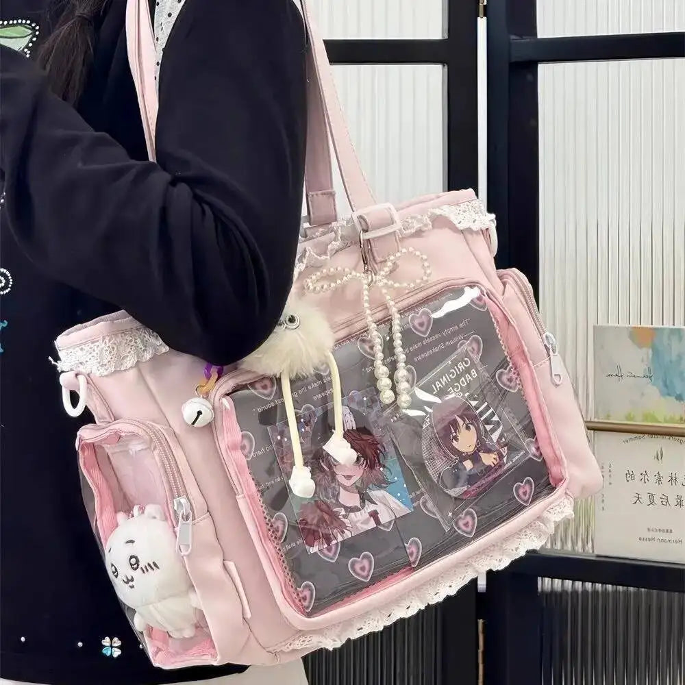 Neue Y2K Süße Japanische Ita Bag Lolita Mädchen Transparente Umhängetasche Große Kapazität Umhängetasche Lässige Tasche DIY Display Handtaschen