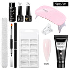 24-teiliges Set 20ml Poly Nail Extension Gel Kit Mini-UV-Lampe Versiegelung mit Basislack Überlack Professionelles Poly-UV-Nagelgel-Kit Starter-Kit
