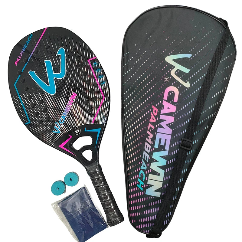 Camewin 3K Beach Tennisschläger, Vollcarbon, raue Oberfläche, Outdoor-Sport-Schläger für Herren, Damen, Erwachsene, Tennisschläger, Neu