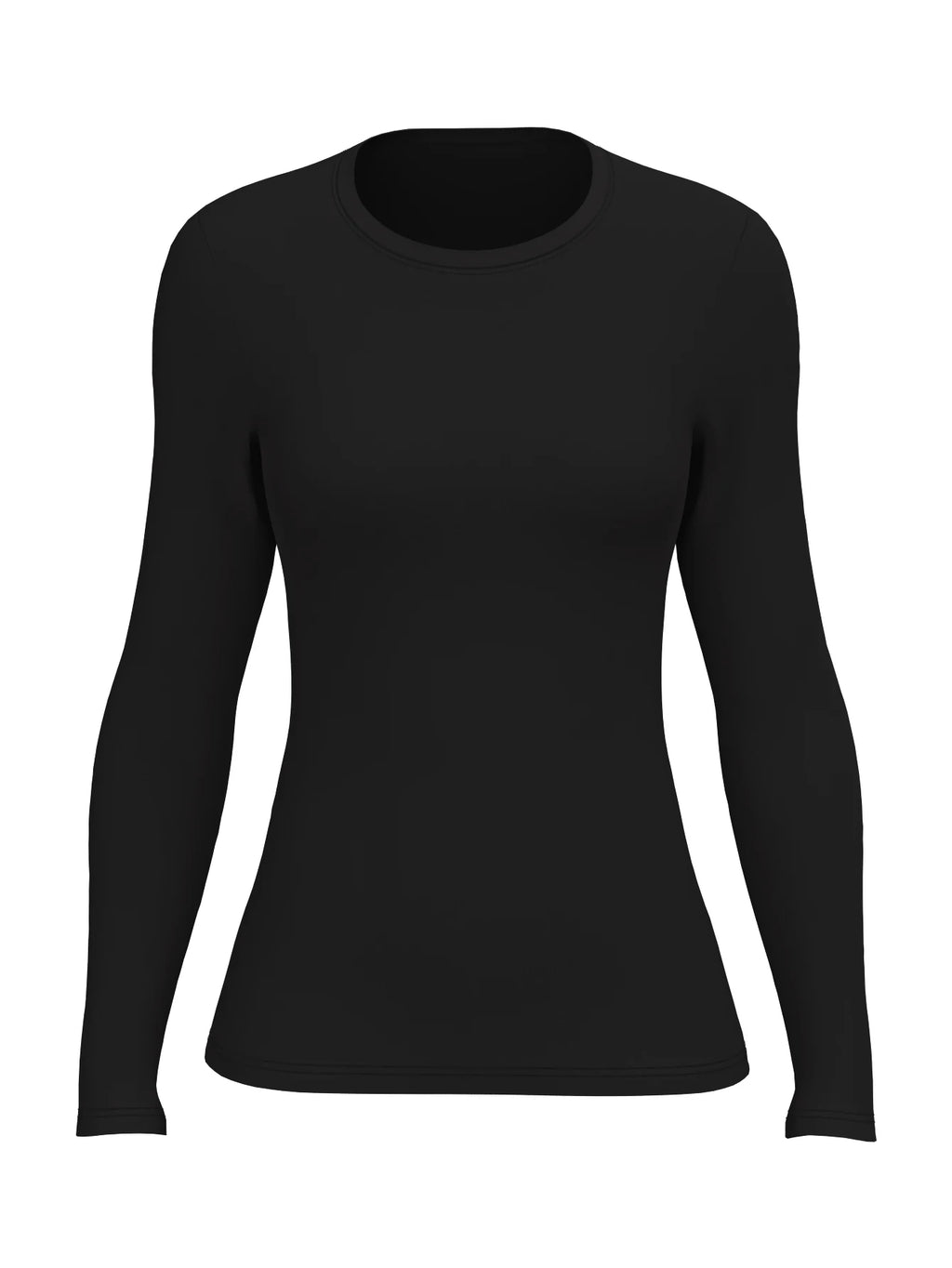 Damen einfarbiges Rundhals Enganliegendes Langarm Alltags-Fitness-T-Shirt