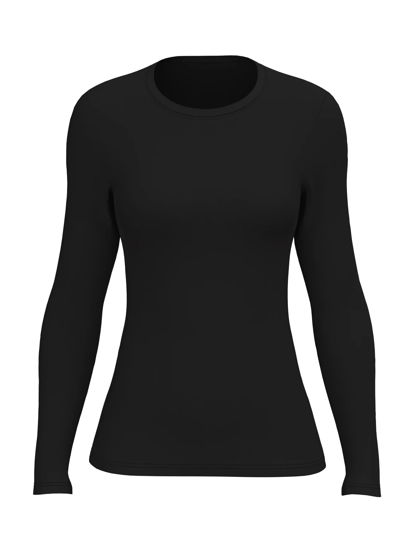 Damen einfarbiges Rundhals Enganliegendes Langarm Alltags-Fitness-T-Shirt Hauptbild