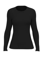 Damen einfarbiges Rundhals Enganliegendes Langarm Alltags-Fitness-T-Shirt