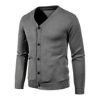 2024 M-5XL Herbst Herren Strickjacke Dünner V-Ausschnitt Basic Elastisch Slim Fit Dünner Pullover Einfarbig Freizeit Vielseitige Jacke