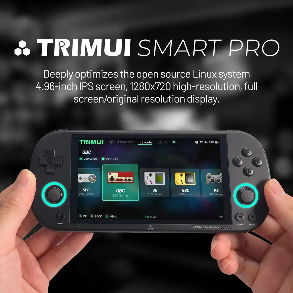 Trimui Smart Pro Handheld-Spielekonsole 4.96'' IPS-Bildschirm Videospielkonsole Linux-System Retro-Videospielkonsolen Geburtstagsgeschenke