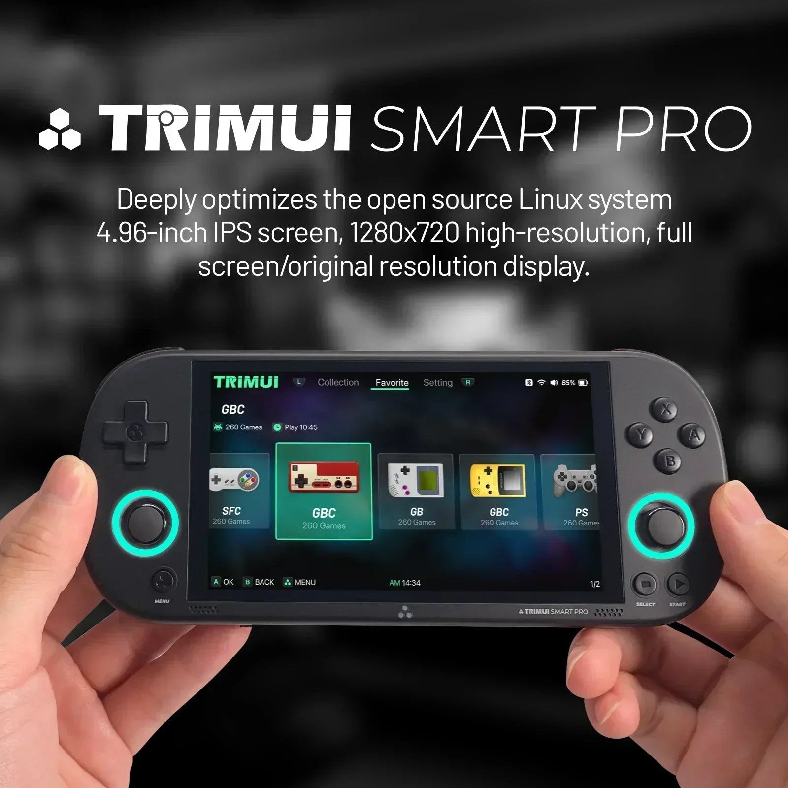 Trimui Smart Pro Handheld-Spielekonsole 4.96'' IPS-Bildschirm Videospielkonsole Linux-System Retro-Videospielkonsolen Geburtstagsgeschenke