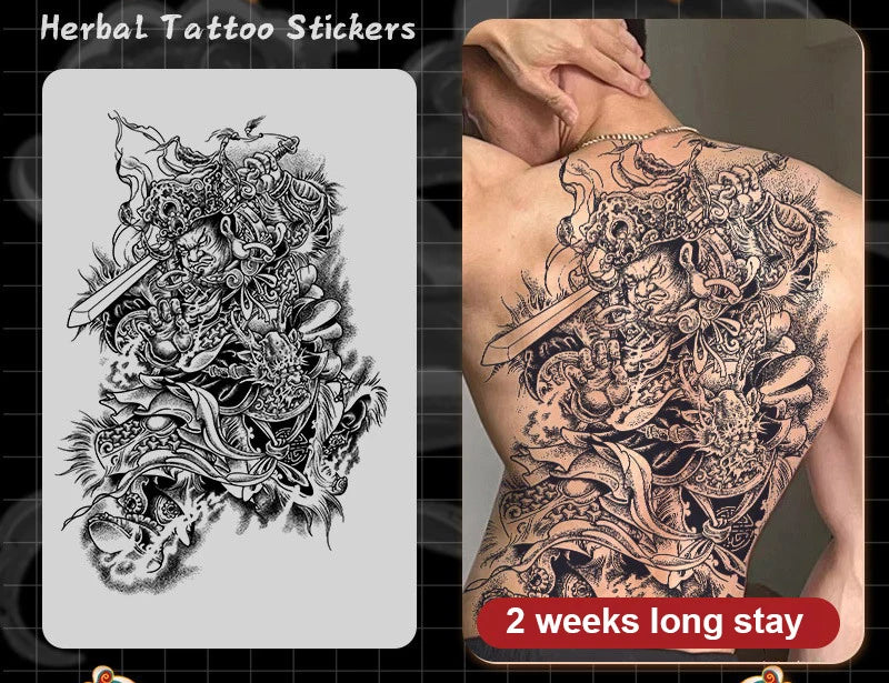 Magic Juice Tinte Wasserdichte Tattoo Aufkleber Große Größe Kräutersaft Temporäre Tattoos Männer Body Art Drache Tiger