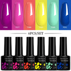 LILYCUTE 7ML 6PCS Neon Gel Nagellack Set fluoreszierend Farbwechsel Semi Permanent Soak Off Maniküre-Kit Nail Art Gel