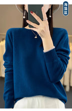 100 % Merinowolle Pullover Damen O-Ausschnitt Kaschmir Strickwaren Female Pullover Herbst Winter Freizeit Oberteile Einfarbig Weiche Kleidung