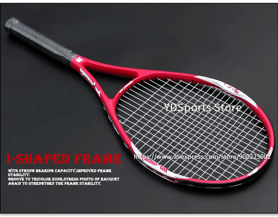 Hochwertiger Tennisschläger aus Carbon-Aluminiumlegierung, besaitet, für Erwachsene, 4-1/4 Zoll Griffstärke, inklusive Schlägertasche, für Herren und Damen