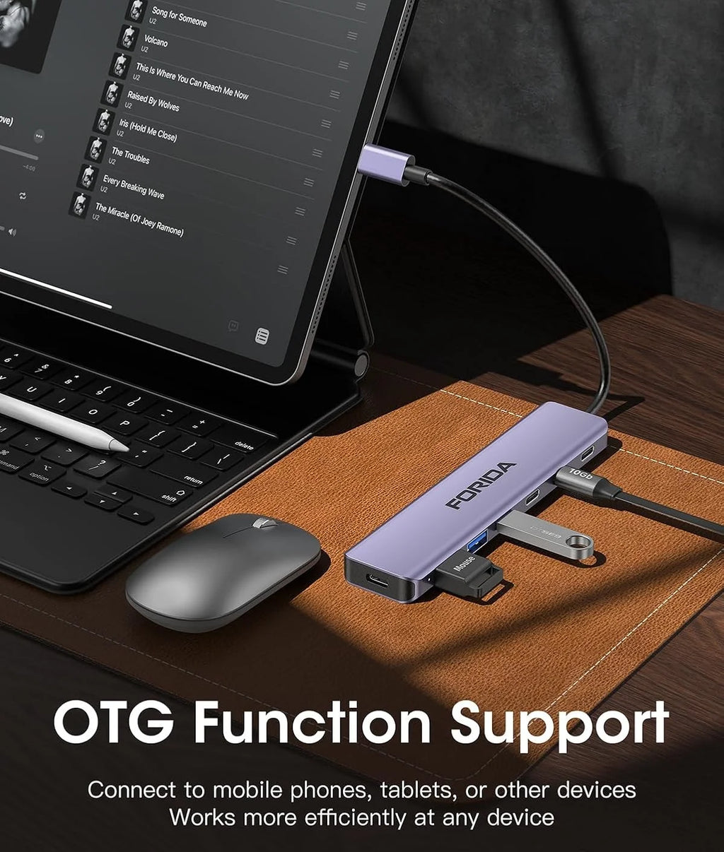 FORIDA USB-Hub Typ C 10 Gbit/s USB-C-Splitter PD 100 W Stromladung USB 3.2 Gen2 Adapter für Laptop MacBook Desktop Tablet