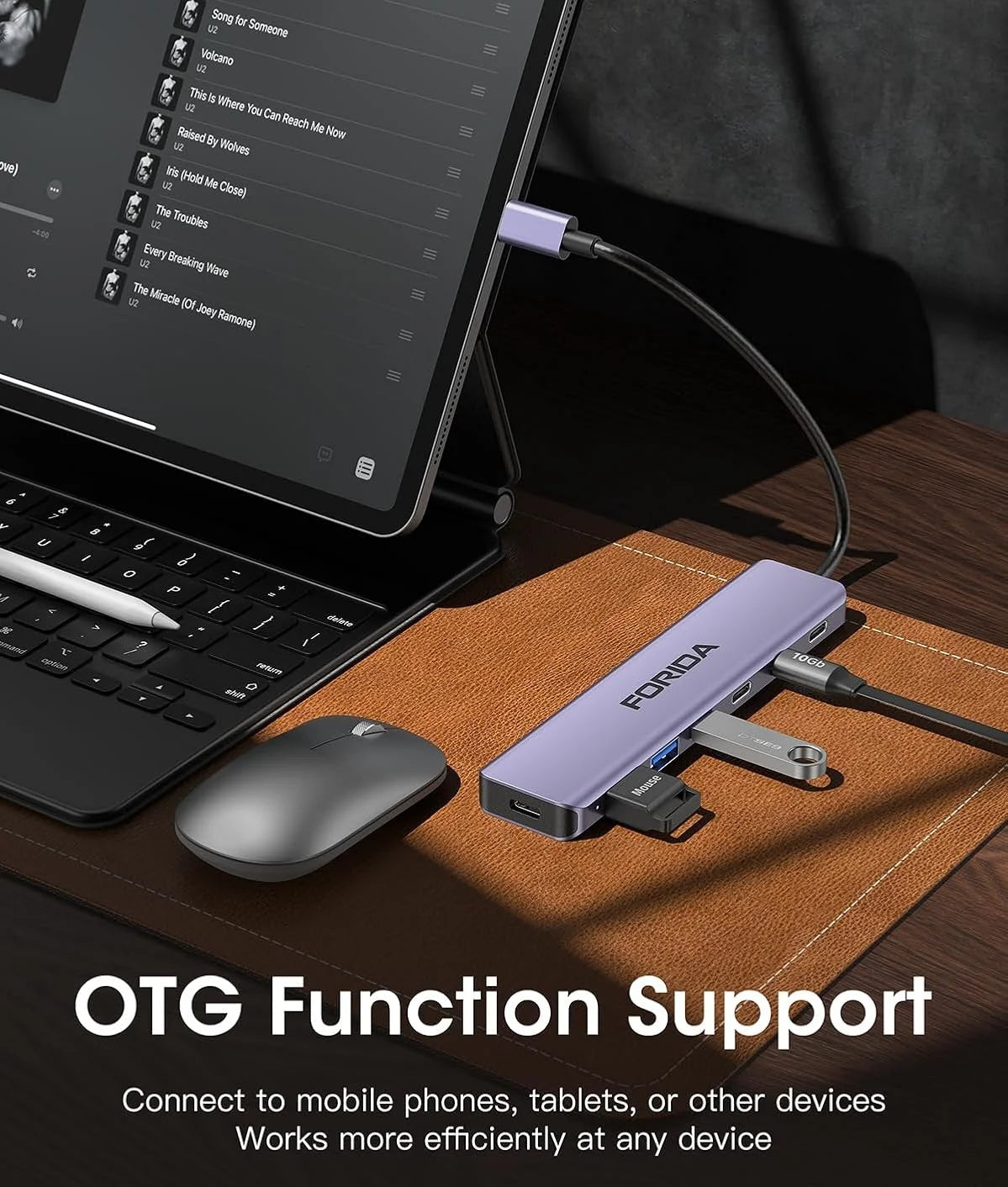 FORIDA USB-Hub Typ C 10 Gbit/s USB-C-Splitter PD 100 W Stromladung USB 3.2 Gen2 Adapter für Laptop MacBook Desktop Tablet