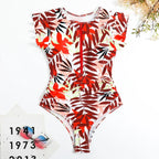 2024 Mode Kurzes Kleid Einteiliger Badeanzug Reißverschluss Badeanzug Sexy Bikini Damen Verdickte Bedruckte Badebekleidung Strandmode Sommer