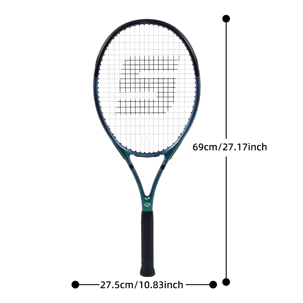 RaceRun-MAX Carbon-Verbund Tennisschläger, 295±10g Leichtgewicht, 325mm Balance, einteiliger stabiler Rahmen, 50-60lbs, für Fortgeschrittene