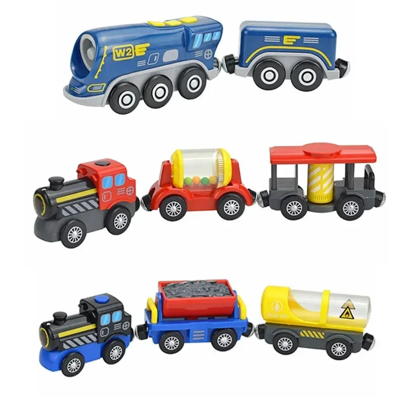 Holz-Lokomotive, magnetische elektrische Eisenbahn-Spielzeuge, passend für Biro-Holz-Druckguss-Schlitz-Eisenbahnstrecke, pädagogisches Spielzeug für Kinder