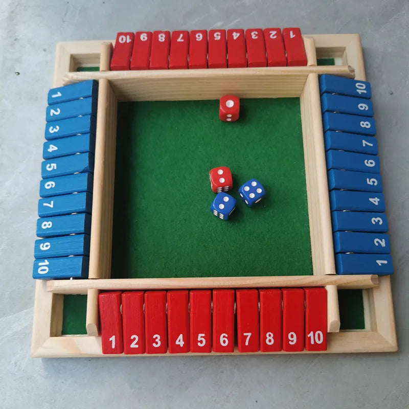 Vierseitige Klappkarten-Spiele Intellektuelles Lernspiel Box Würfel Spielzeug Eltern-Kind-Spiele Shut The Box Holz-Zahlen-Spiel Brettspiele