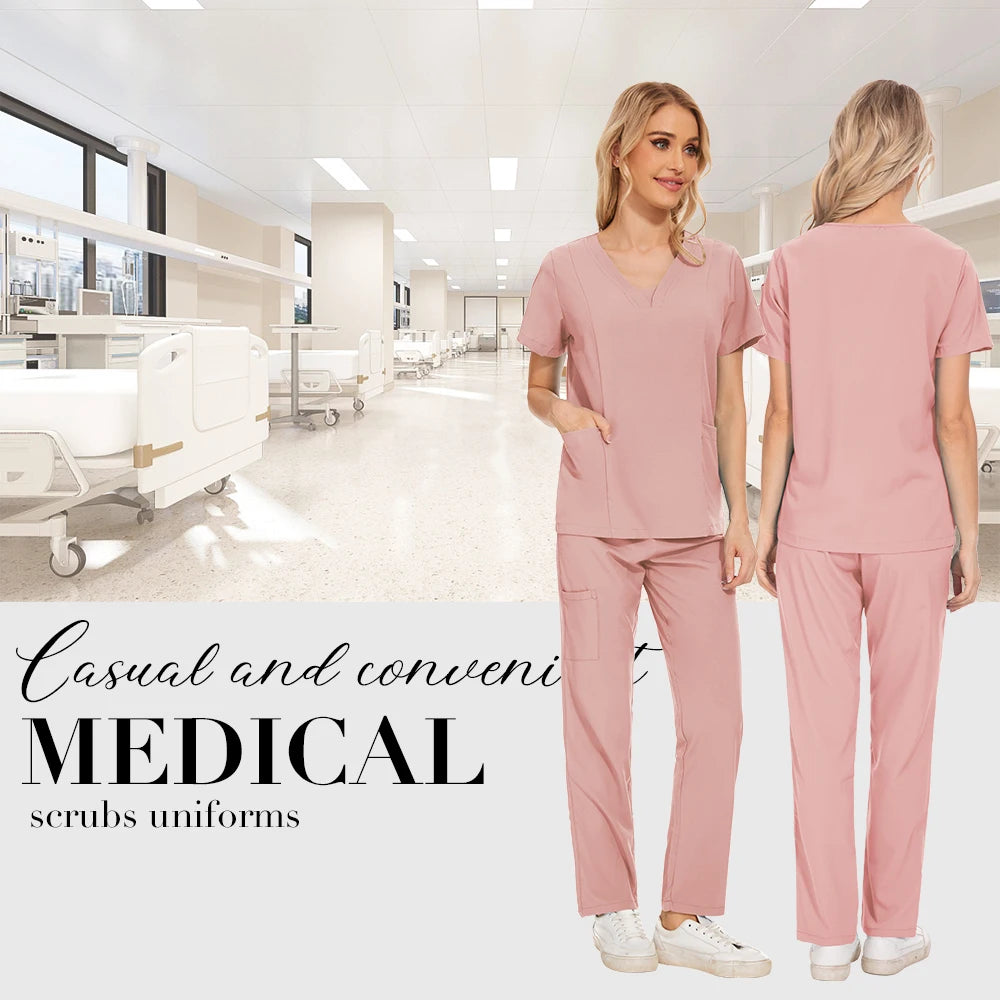 Niaahinn Scrubs Uniforms Sets Großhandel Medizinische Kasacks Stretch-Anzug Gesundheitswesen Pflegeuniform Unisex OP-Kasacks Damen Herren
