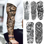 Kompass Roboterarm Temporäre Tattoos Ärmel für Männer Frauen Realistische Gefälschte Totenkopf Engel Ganzarm Tattoos Maori Totem Tattoo Aufkleber