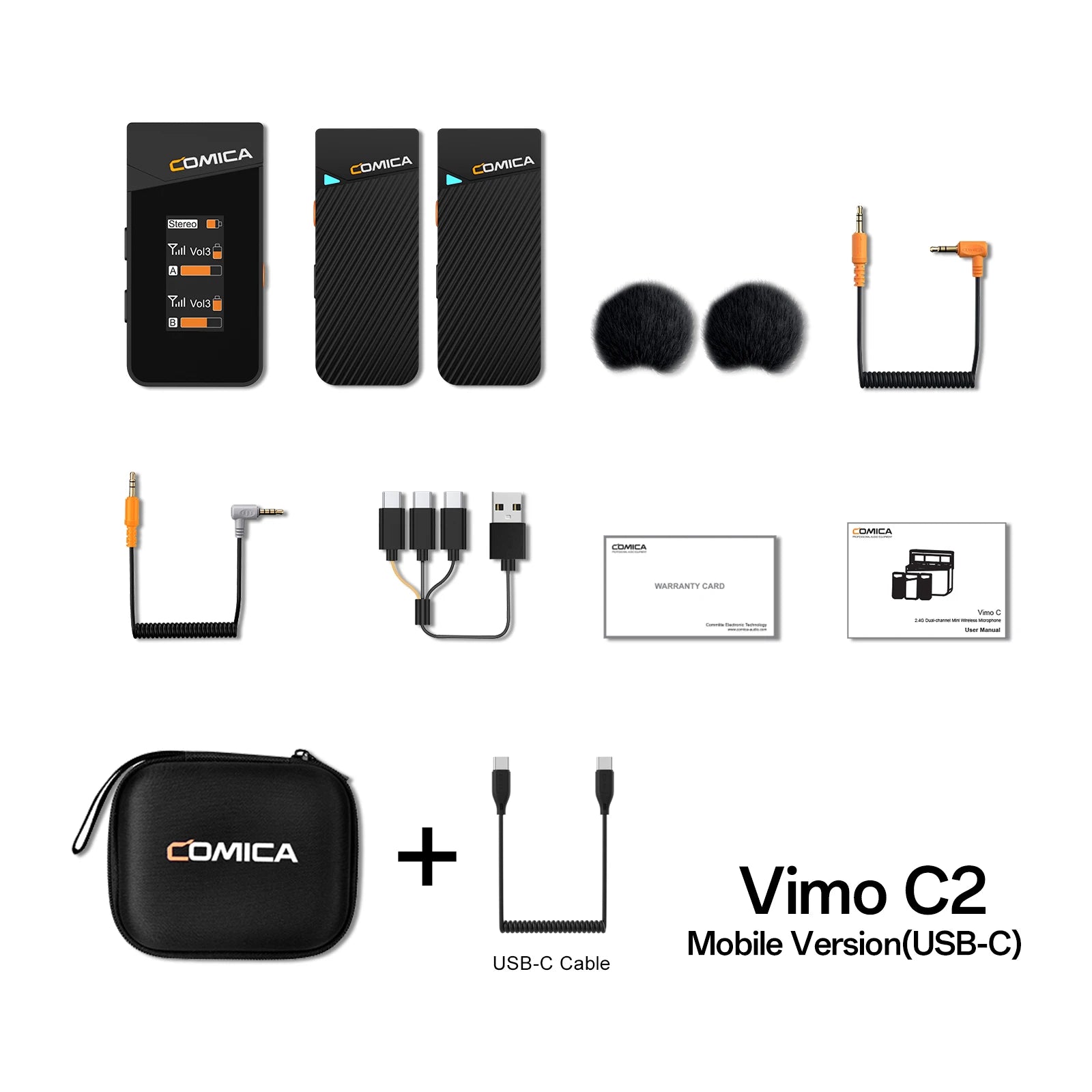 Comica Vimo C 2.4G Mini kabelloses Ansteckmikrofon mit Ladecase, für Smartphone Kamera Podcast Interview YouTube Facebook