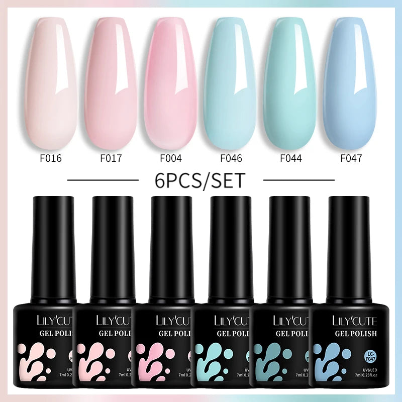 LILYCUTE 6PCS Gel-Nagellack-Set Sommer Neon Nagellack-Gel-Kits für DIY Nagel Semi-Permanenter UV-Lampe Gellack Nagellack-Set