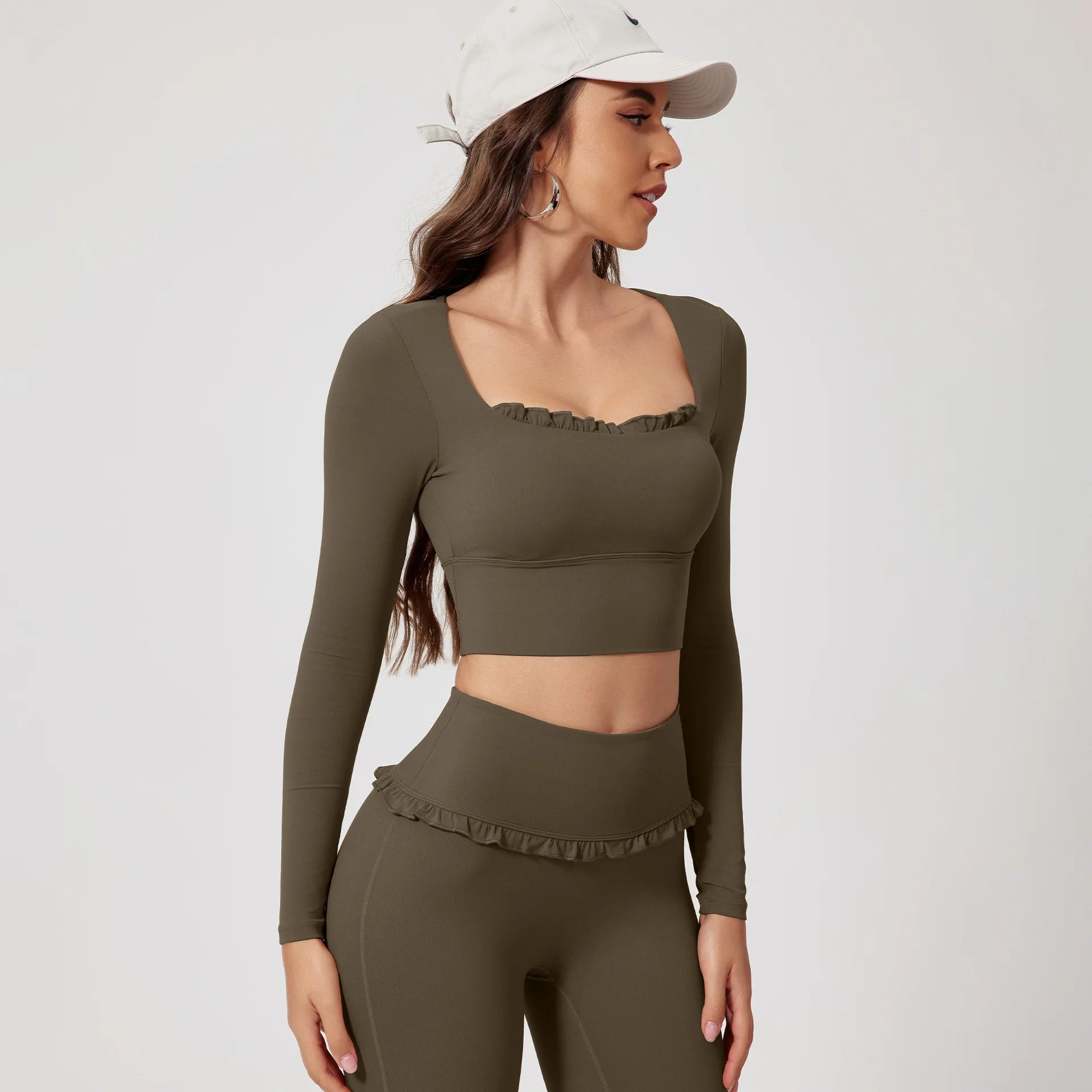 Neues Sommer 2-teiliges Damen-Fitnessstudio Yoga Damen-Outfit Outdoor Sport Schnelltrocknendes Langarmshirt-Set Damen Zweiteiler Sportbekleidung