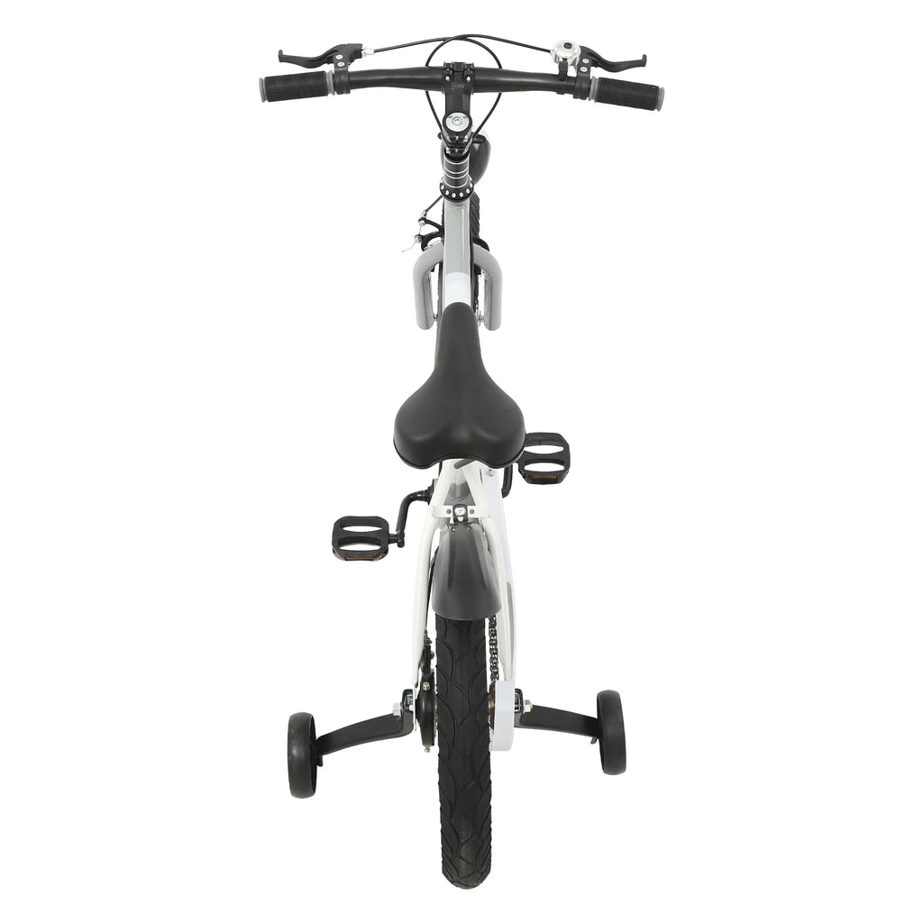 16 Zoll Kinderfahrrad Carbonstahl Mountainbike mit Stützrädern & LED-Licht für 5-8 Jahre, Höhenverstellbar, 60kg