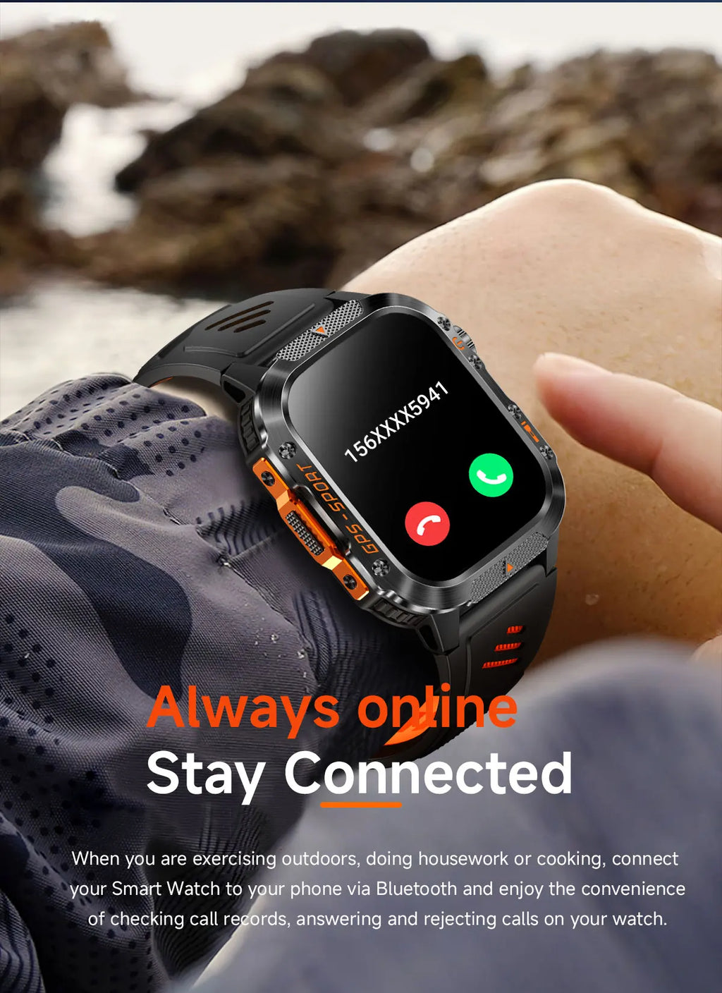 2025Neue GPS Smartwatch für Xiaomi IOS Militärkompass Taschenlampe Smartwatch Herren 10ATM Wasserdicht 100+Sportmodi BT Anruf Uhr