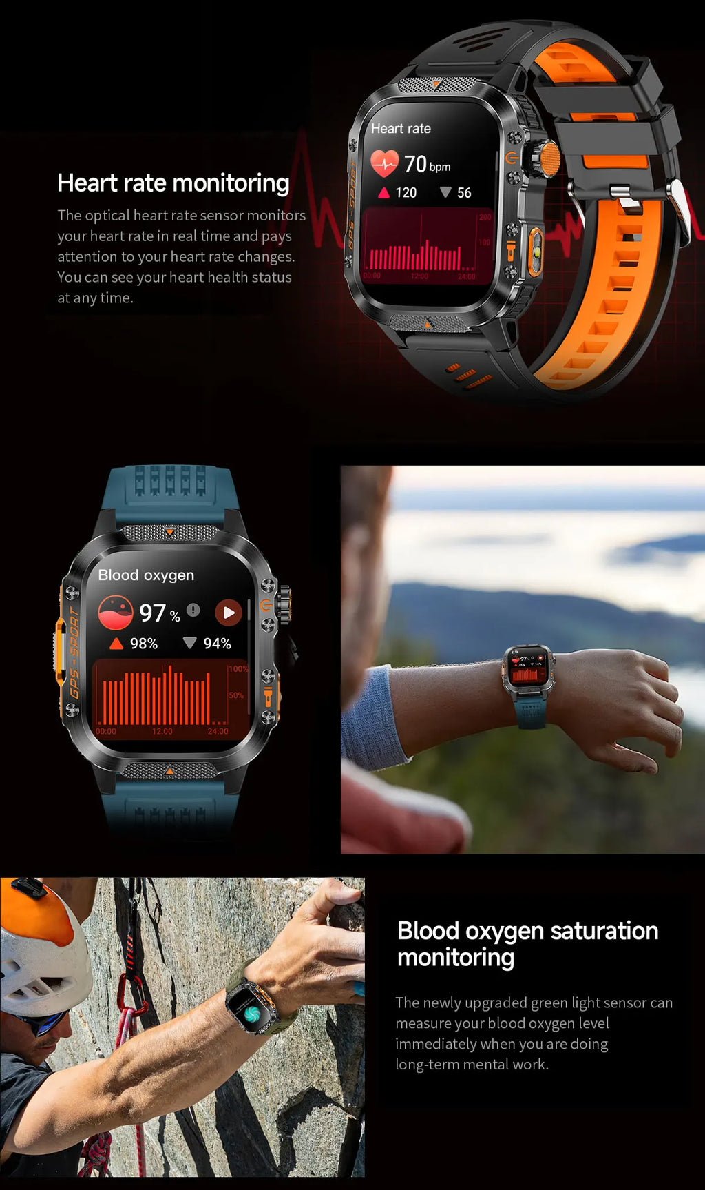 2025Neue GPS Smartwatch für Xiaomi IOS Militärkompass Taschenlampe Smartwatch Herren 10ATM Wasserdicht 100+Sportmodi BT Anruf Uhr