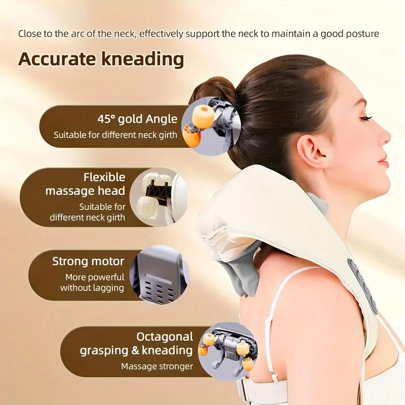 Nacken-Schulter-Massage-Schal Entspannungsgerät Halswirbelsäule Muskel Beheizter Trapezius-Massager Pressen Kneten Aufladen