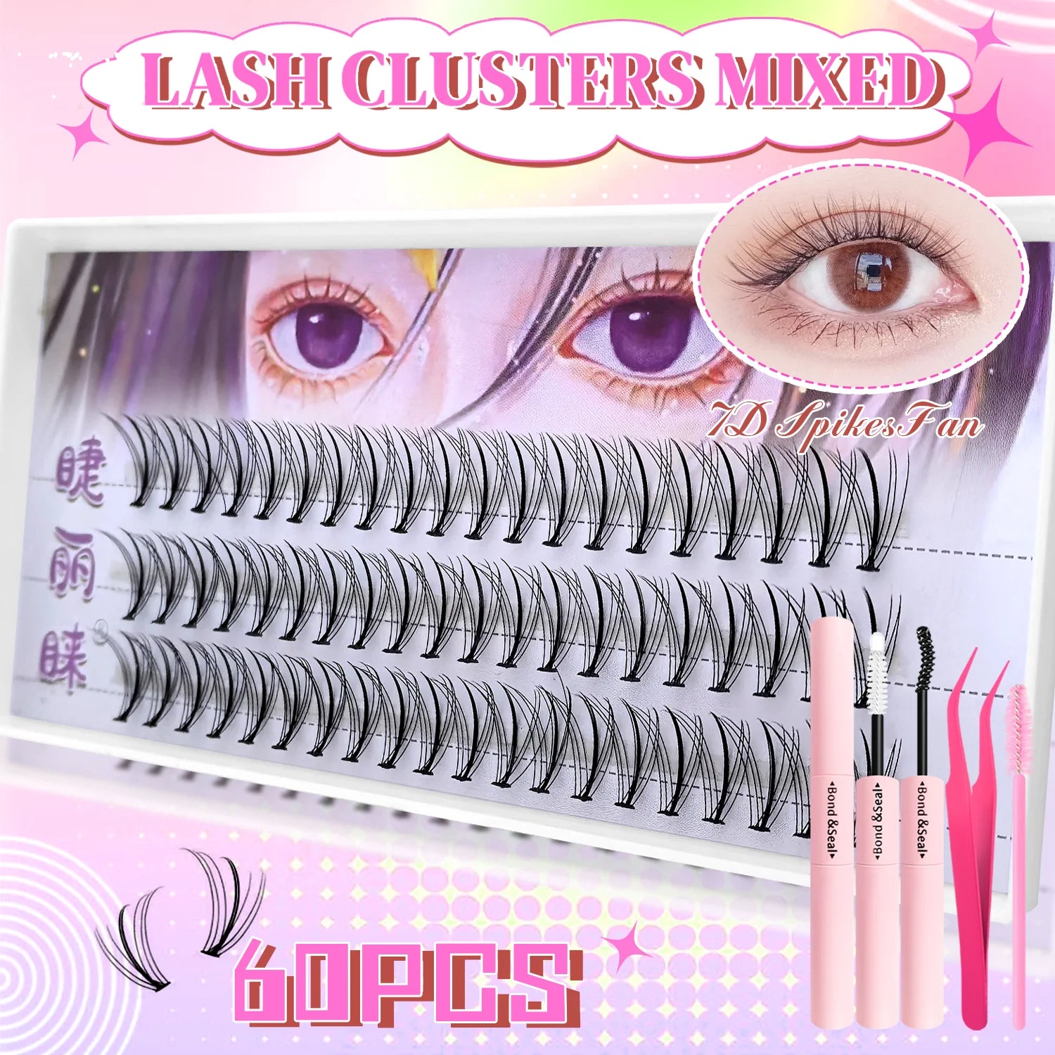 60/402PCS 100D Wimpernset mit unteren Wimpern, dick und angenehm zu tragen für den Alltag, Party, Hochzeit, Abend-Make-up, Wimpernverlängerungen