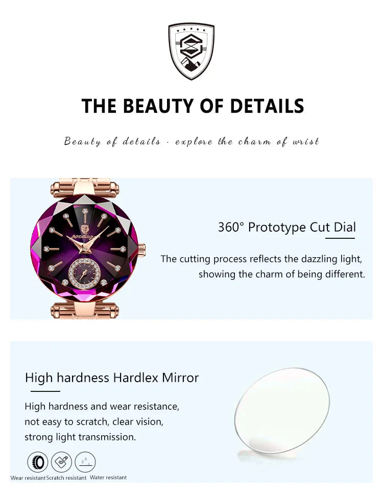 POEDAGAR Luxusuhr für Damen, wasserdicht, lässige Quarzuhr für Damen, hochwertige elegante Damenuhren, Damenuhr Reloj+Box