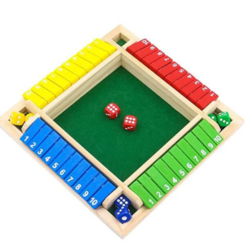 Vierseitige Klappkarten-Spiele Intellektuelles Lernspiel Box Würfel Spielzeug Eltern-Kind-Spiele Shut The Box Holz-Zahlen-Spiel Brettspiele